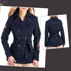 NWT THIRD LAYER Floral Embroidered Trench Coat
